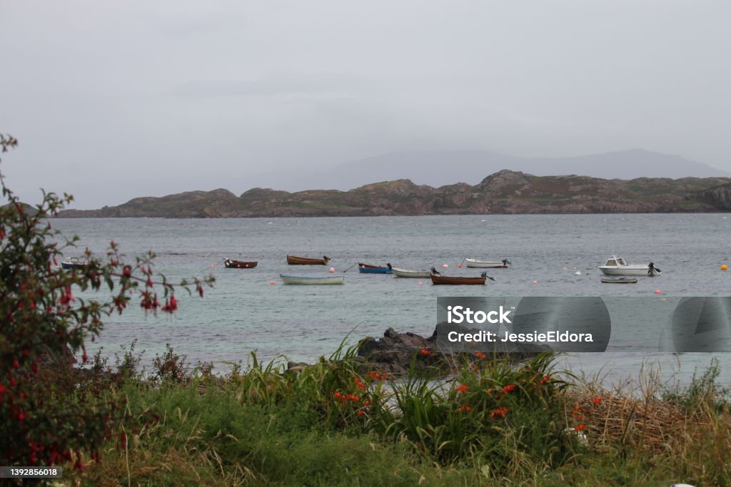 Isle of Mull - Scotland Boats in the scenic waters of the Isle of Mull. Backgrounds Stock Photo
