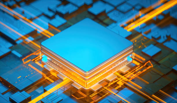 istock 3D rendering of cyberpunk AI. Circuit board. Technology background. Central Computer Processors CPU and GPU concept. Motherboard digital chip. Tech science background. 1392861833