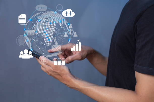 istock Businessman using smart phone to do online transactions with internet technology, concept of global data connection by internet technology, big data, searching for information, online marketing 1392862566