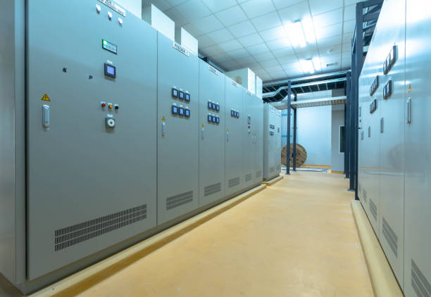 istock Industrial electrical switch panel of power plant. Control UPS Indoor High Voltage Vacuum DC Circuit Breaker. Power electric 1392864349