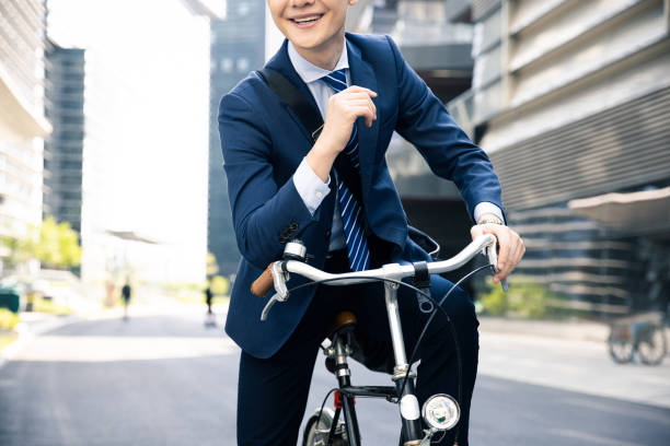 businessman riding on a bicycle