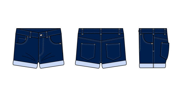 ilustraciones, imágenes clip art, dibujos animados e iconos de stock de pantalón corto vaquero ilustración de plantilla vectorial - jean shorts