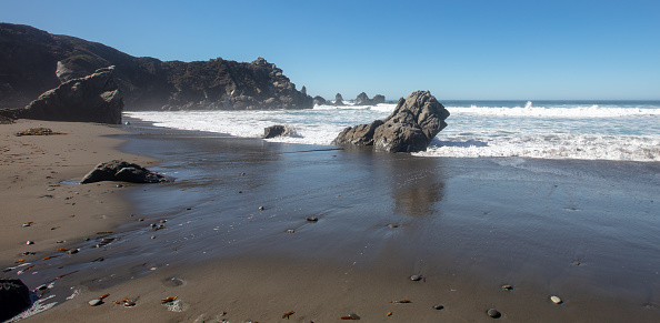 Cove beach at the original Ragged Point at Big Sur on the Central Coast of California United States