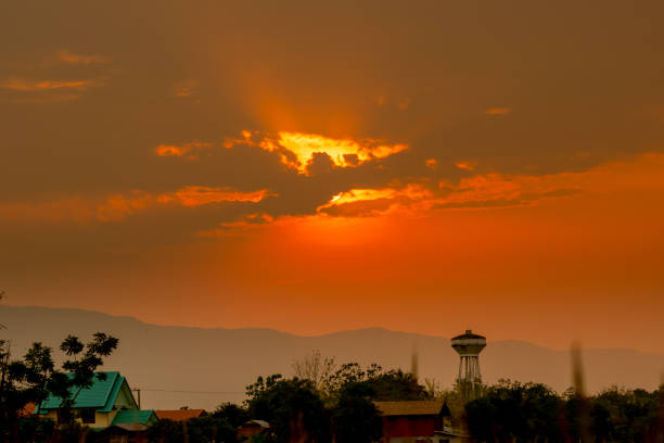 Sky sunset of sunshine and cloud, bright twilight background