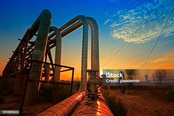 Oil Pipeline The Oil Industry Equipment Stock Photo - Download Image Now - Gasoline, Crude Oil, Gas