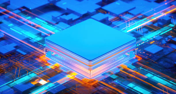 istock 3D rendering of cyberpunk AI. Circuit board. Technology background. Central Computer Processors CPU and GPU concept. Motherboard digital chip. Tech science background. 1392882485