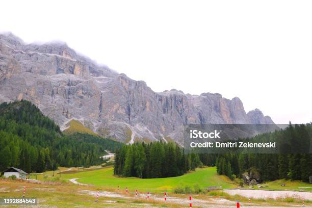 Forest And Mountain Range Landscape In Dolomites Italy Europe Stock Photo - Download Image Now