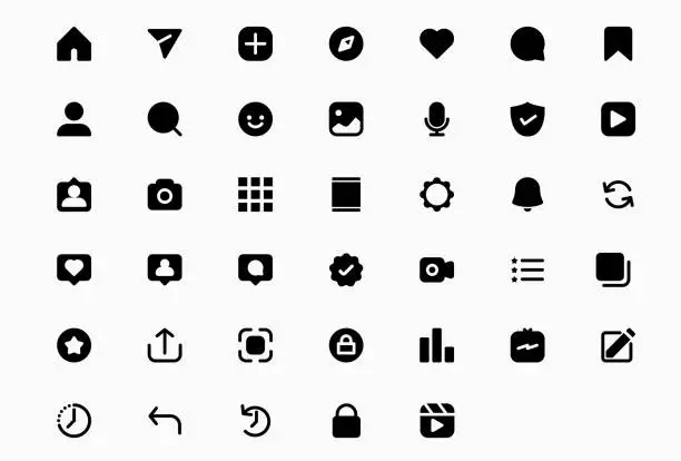 Vector illustration of User Interface Solid Icons Vector Set