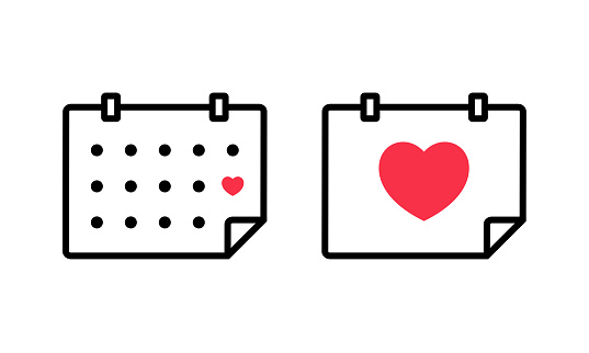 Calendar love icon. Valentine day event. Vector illustration