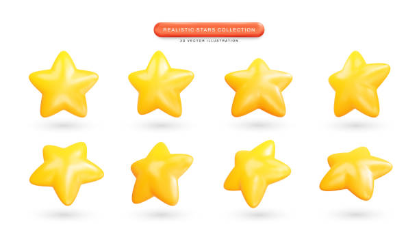 stockillustraties, clipart, cartoons en iconen met stars collection realistic 3d cartoon style vector illustration - succes