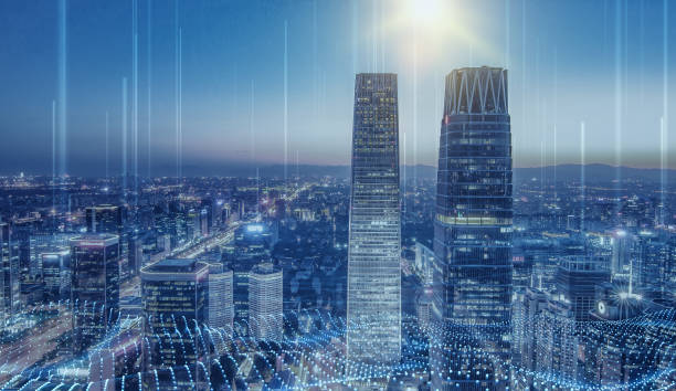 istock Modern cityscape and communication network concept. Telecommunication. IoT (Internet of Things). ICT (Information communication Technology). 5G. Smart city. Digital transformation 1392895313