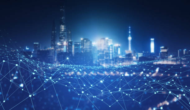 istock Modern cityscape and communication network concept 1392896059