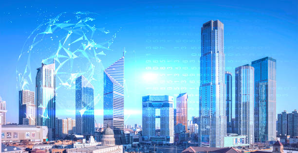 istock Modern cityscape and communication network concept. Telecommunication. IoT (Internet of Things). ICT (Information communication Technology). 5G. Smart city. Digital transformation 1392896233