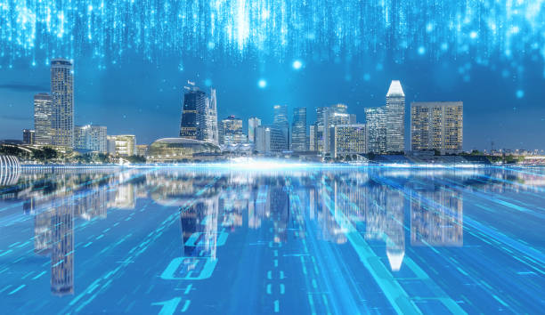 istock Modern cityscape and communication network concept. Telecommunication. IoT (Internet of Things). ICT (Information communication Technology). 5G. Smart city. Digital transformation 1392896391