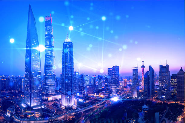 istock Modern cityscape and communication network concept. Telecommunication. IoT (Internet of Things). ICT (Information communication Technology). 5G. Smart city. Digital transformation 1392896453