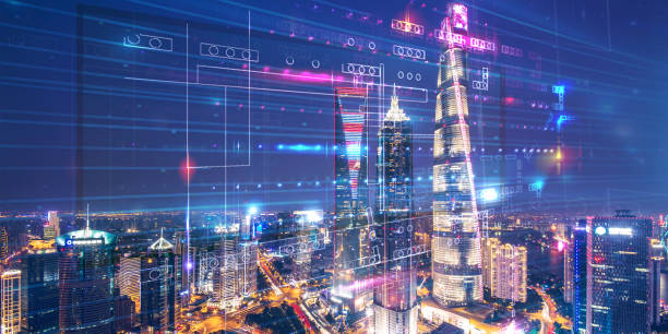 istock Modern cityscape and communication network concept. Telecommunication. IoT (Internet of Things). ICT (Information communication Technology). 5G. Smart city. Digital transformation 1392896536