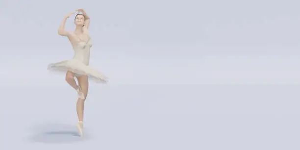 Photo of ballet dancer Female model dancing on pastel color scene 3D illustration