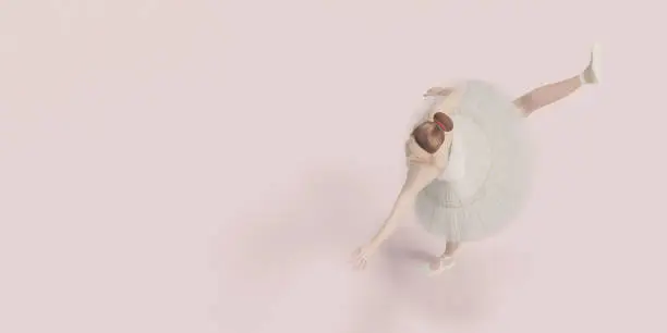 Photo of ballet dancer Female model dancing on pastel color scene 3D illustration