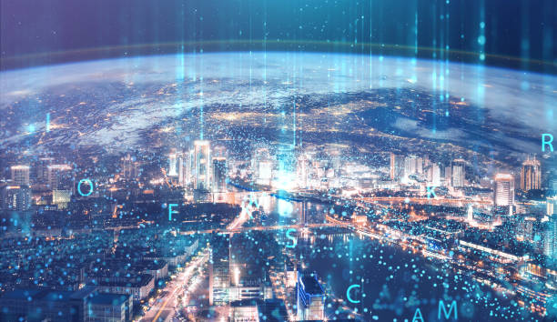 istock Modern cityscape and communication network concept. Telecommunication. IoT (Internet of Things). ICT (Information communication Technology). 5G. Smart city. Digital transformation 1392896562