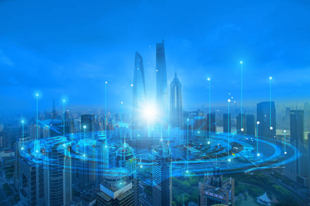 istock Modern cityscape and communication network concept. Telecommunication. IoT (Internet of Things). ICT (Information communication Technology). 5G. Smart city. Digital transformation 1392897303