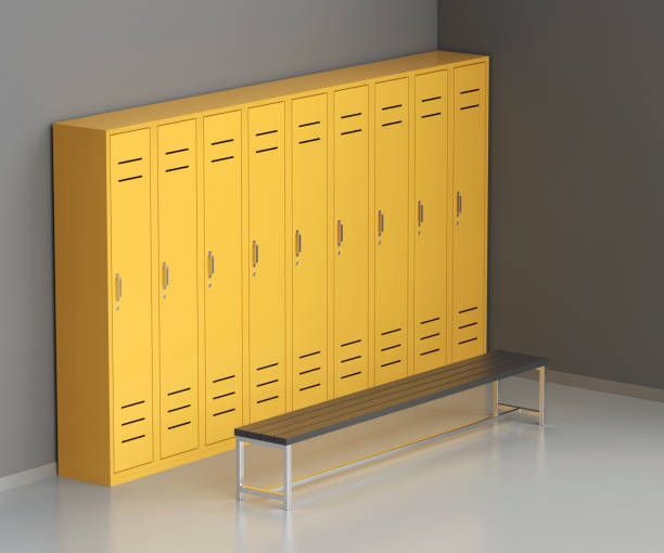 istock Yellow metal lockers 1392897465