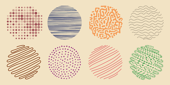 Roundish Pattern Set Of Colorful Round Geometric Patterns Stock Illustration - Download ...