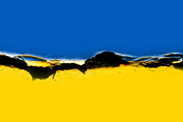 Closeup of grunge Ukrainian flag Closeup of grunge Ukrainian flag donets basin photos stock pictures, royalty-free photos & images