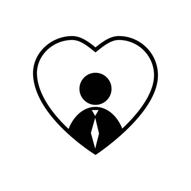 плоская икона с иконой человека в сердце. символ любви. бизнесмен менеджер сотрудник. векторная иллюстрация. стоковое изображение. - picto stock illustrations