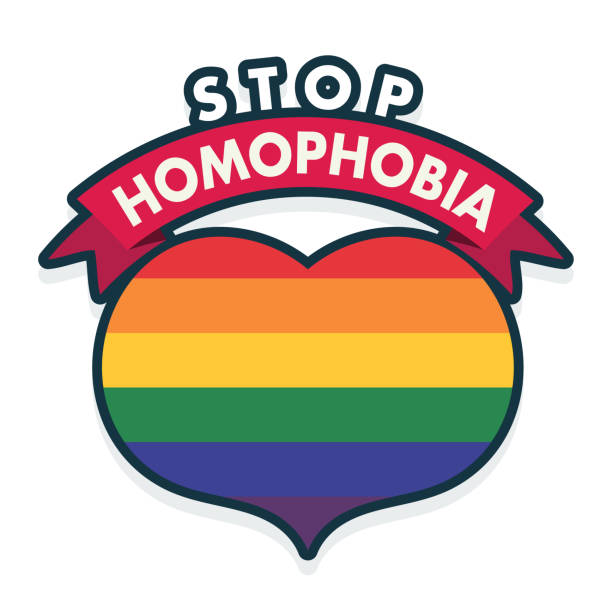 istock Stop homophobia, LGBT pride discrimination and prejudice logo sticker symbol vector 1392916851