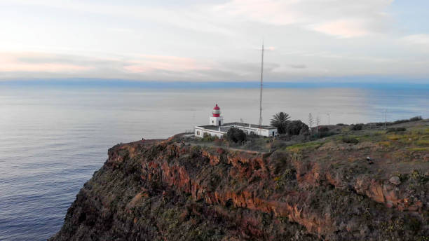 Rugged coastline in the Atlantic Ocean, in Madeira at sunrise