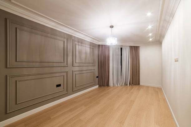 istock new interior of an empty room with a large window curtains light and floor 1392921187
