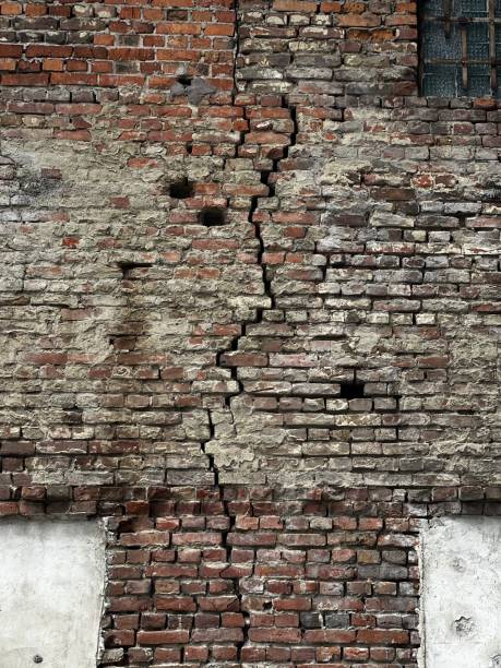 crack in old brick wall background