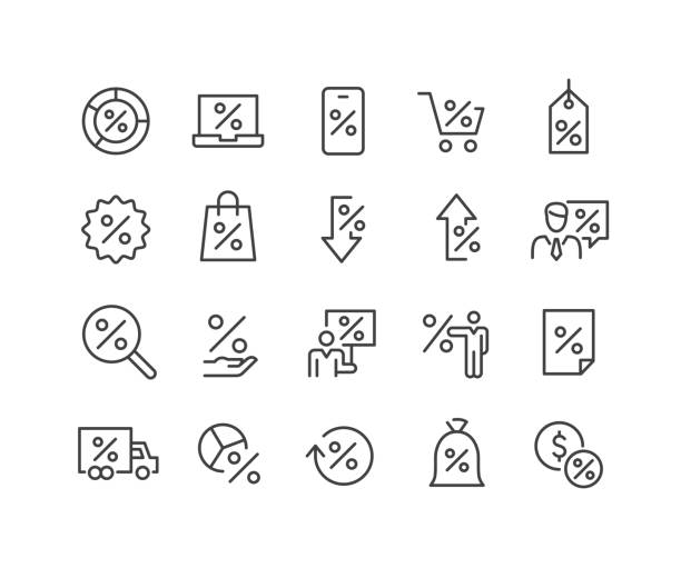 Percent Icons - Classic Line Series Editable Stroke - Percent - Line Icons low section stock illustrations