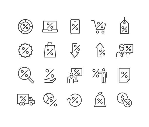 Percent Icons - Classic Line Series Editable Stroke - Percent - Line Icons gdp stock illustrations