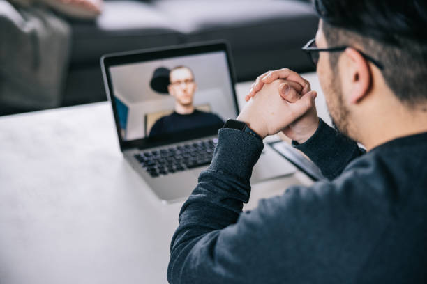 Therapist making a video call with patient