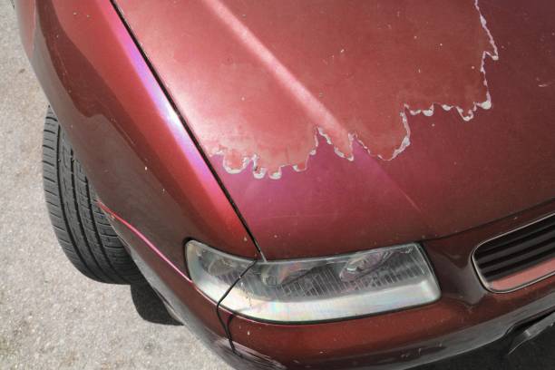 Sun weathered car paint surface stock photo