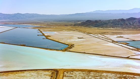 Aerial view of the lithium mine of Silver Peak, Nevada, California, USA.