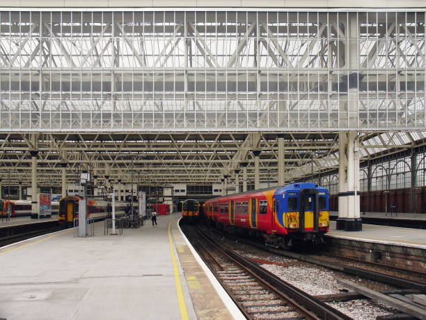 London, England - September 10, 2007: Trains at Waterloo railway station at day time.