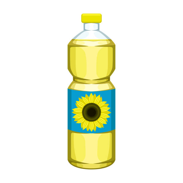 sonnenblumenölflasche. - sunflower seed oil stock-grafiken, -clipart, -cartoons und -symbole