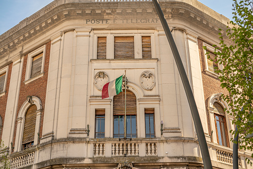 Historical building in Italian city of Rovigo during a sunny day