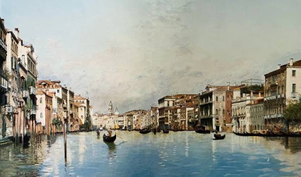 Venice grand canal Illustration from 19th century. venice italy stock illustrations