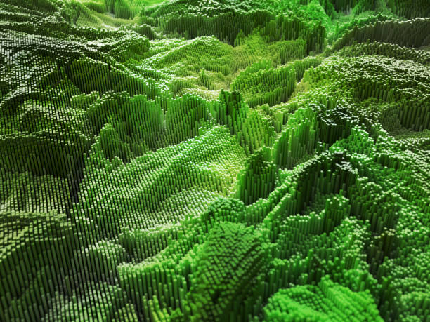 abstrakte grüne struktur - landschaft grafiken stock-fotos und bilder
