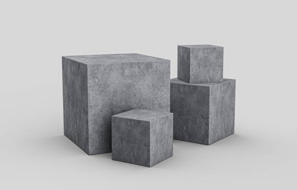 istock Product display stand made from white grey grunge concrete in Four step Podium 3d rendering 1392937276