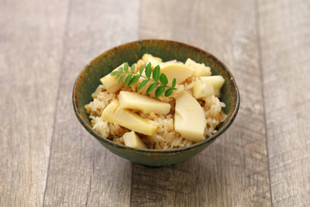 Takenoko Gohan ( bamboo shoots rice ), Japanese cuisine Takenoko Gohan ( bamboo shoots rice ), Japanese cuisine boiled stock pictures, royalty-free photos & images