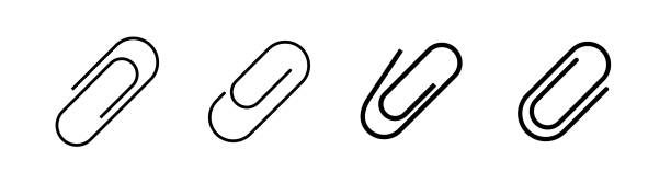 element projektu ikony spinacza do papieru odpowiedni do stron internetowych, projektu druku lub aplikacji - thumbtack paper clip isolated equipment stock illustrations