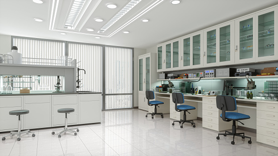 Empty, modern science laboratory with equipments.
