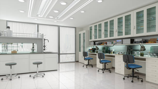 Modern Medical Laboratory Empty, modern science laboratory with equipments. biology lab stock pictures, royalty-free photos & images