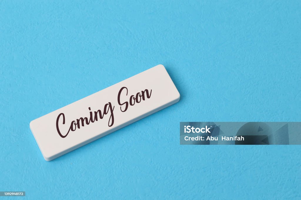 Soon Block Plastic Block With Text Coming Soon Isolated On A Blue Background Stock ...