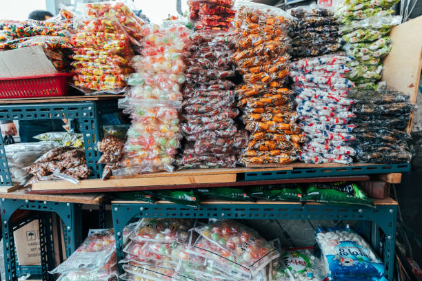 Seoul, South Korea - April 10, 2022: Closeup of Korean candy in bag packaging
