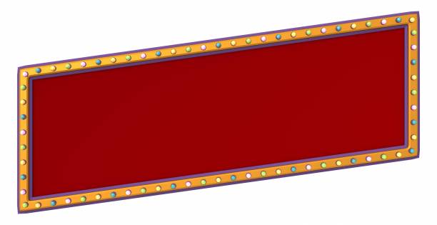 istock Retro advertising sign gold border with colorful light on white background. 3d rendering 1392959789